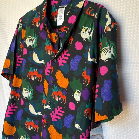 Disney The Little Mermaid Woven Shirt button up Live Action Film Hawaiian shirt - Picture 8 of 9
